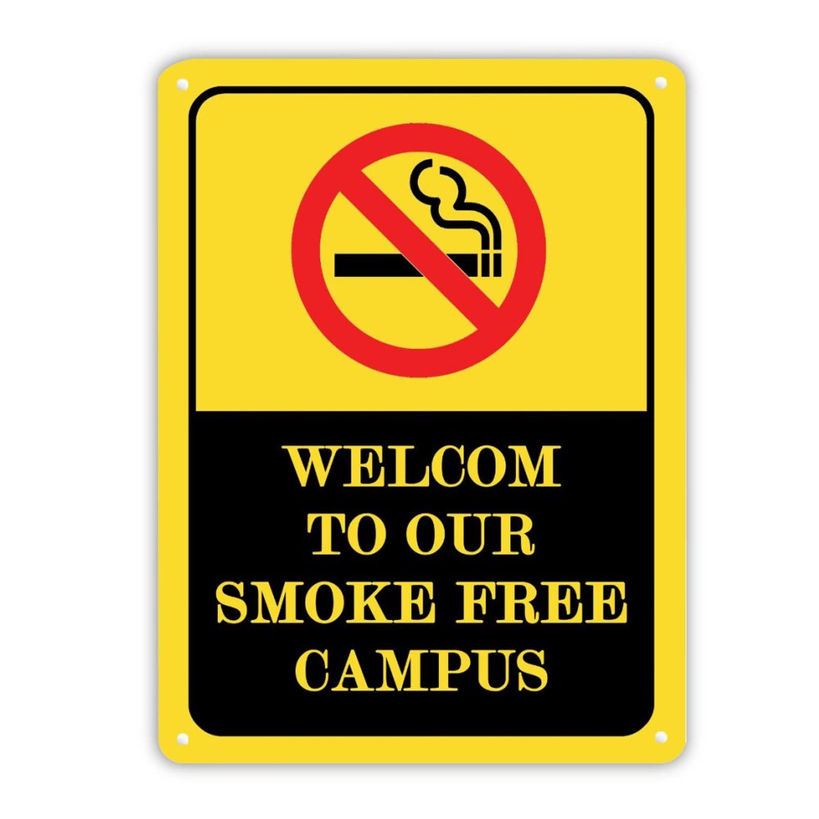 Panneau en étain Smoke Free Campus de 40x30 cm pour la signalisation extérieure