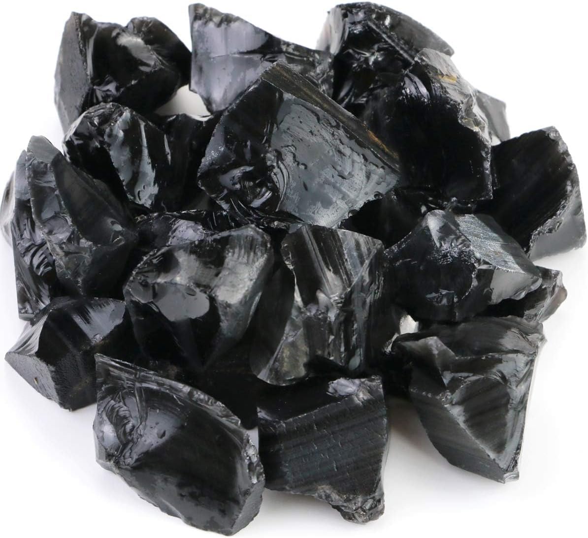 Fireboomoon 2lb/950g Rough Natural Black Obsidian Stones Raw Gemstone Crystal Rock for Cabbing,Tumbling,Cutting,Polishing,Lapidary,Wire Wrapping,Healing Reiki,Jewelry Making,Home Decoration(Black)