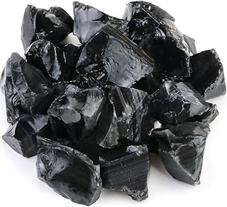 Natural Black Obsidian Gemstone Rocks