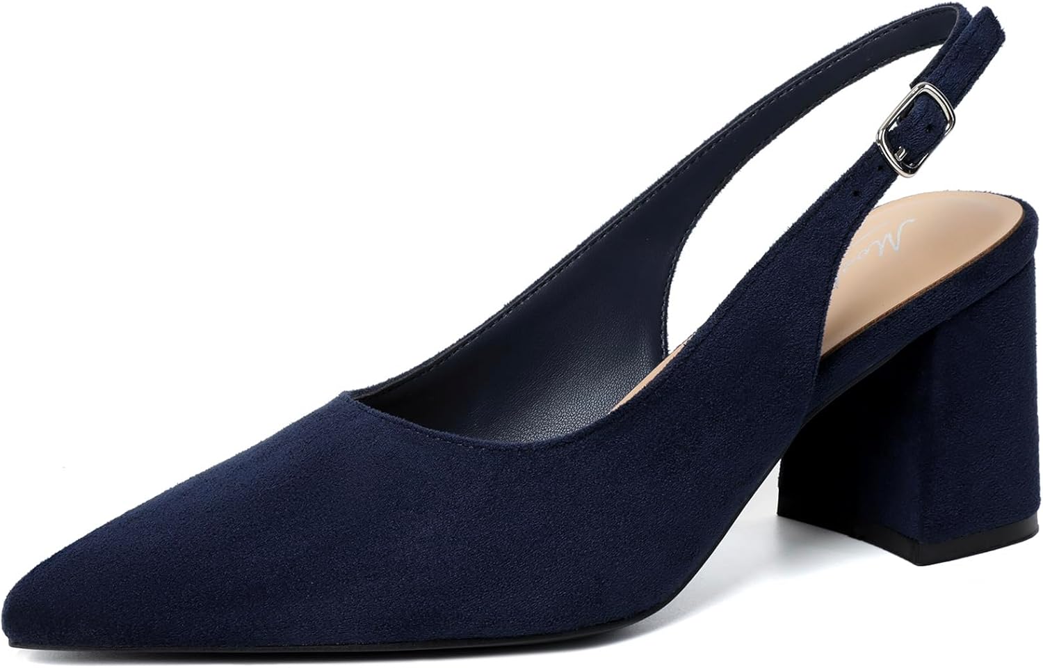 Mostrin Block Slingback Heels for Women Pointed Closed Toe Chunky Heels Office Work Shoes Women's Pumps for Business Casual