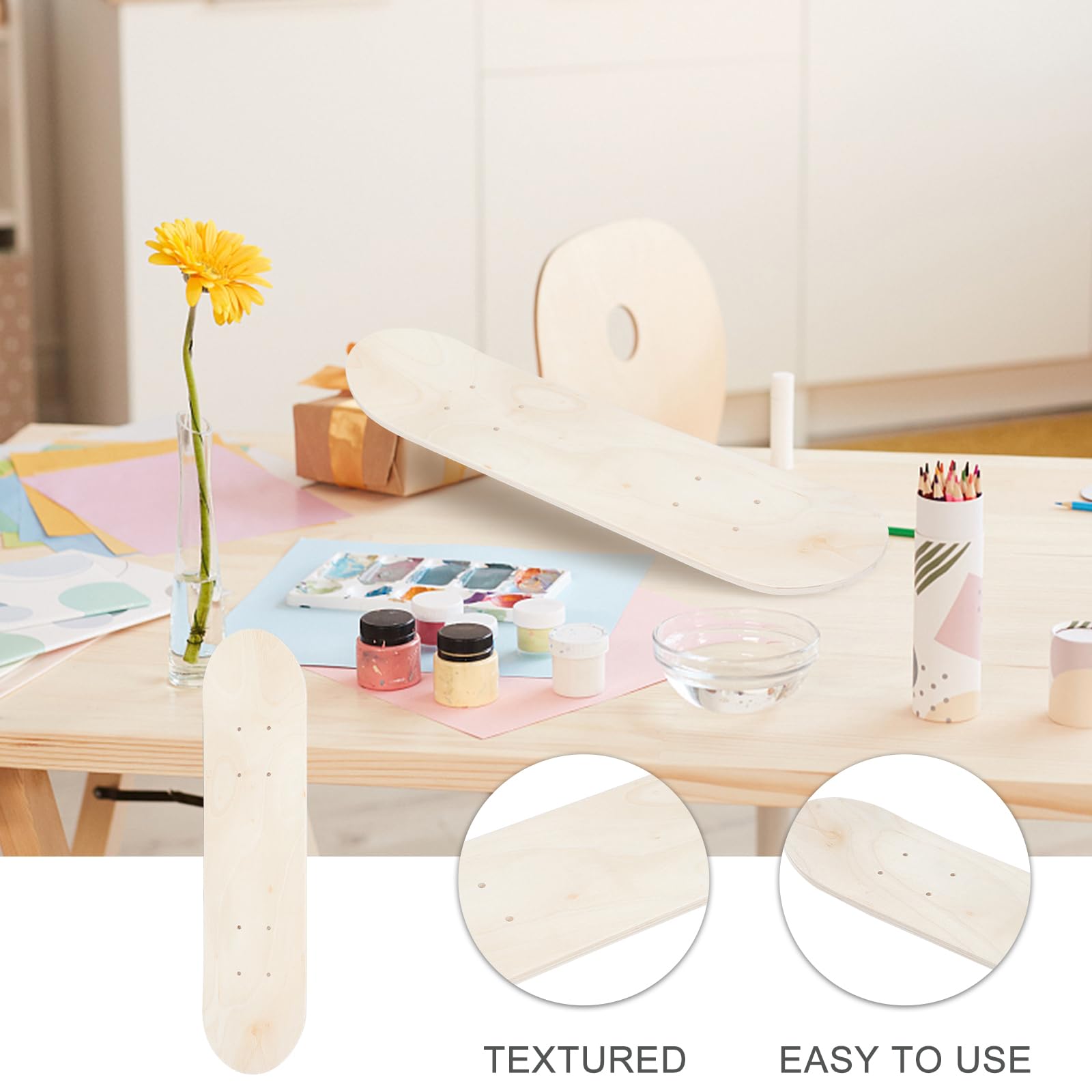 BESTonZON Tavola Da Skateboard Vuota - Skateboard Semplice A Doppia Coda In Legno Naturale - Tavola Da Skate In Legno Skateboard Fai Da Te Per Principianti Per Sostituzione E Pittura