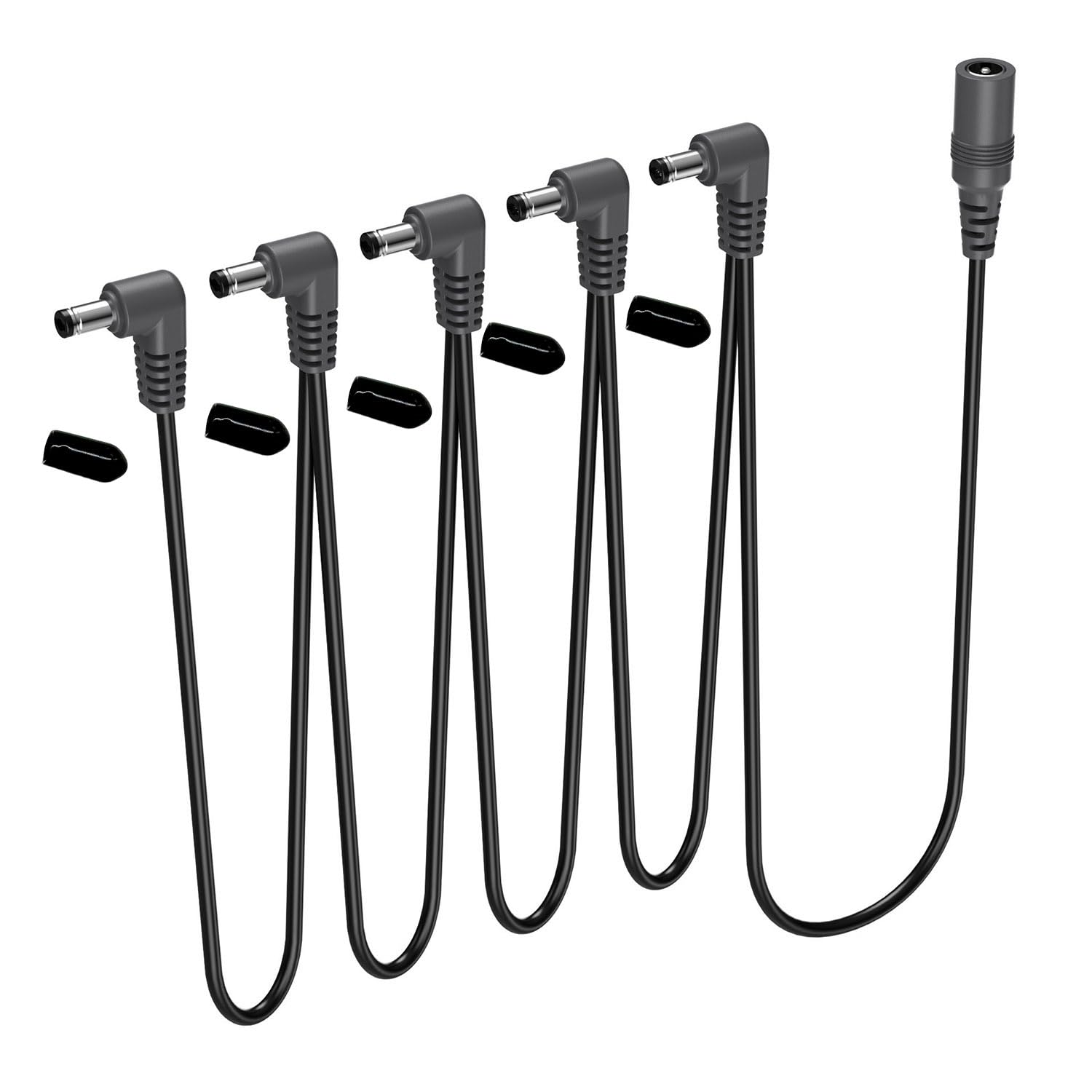 UpperFu 1 to 5 Ways 9V DC Daisy Chain Power Supply Splitter Adapter Cable Cord/Leads Right Angle Plug for Guitar Effects Pedal
