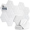 18 Pack Hexagon Acoustic Panels Self-Adhesive, 30x26x0.9cm High Density Sound Absorbing Panels for Walls, Soundproofing Foam Panels for Studio, Home Office, Gaming Room, Recording Room(White)