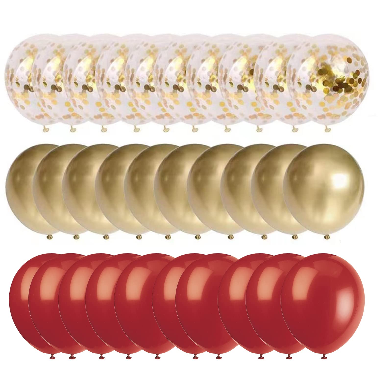 Luxe ballon set a 10 ballonnen bordeaux metallic/ confetti goud - Party Balloon