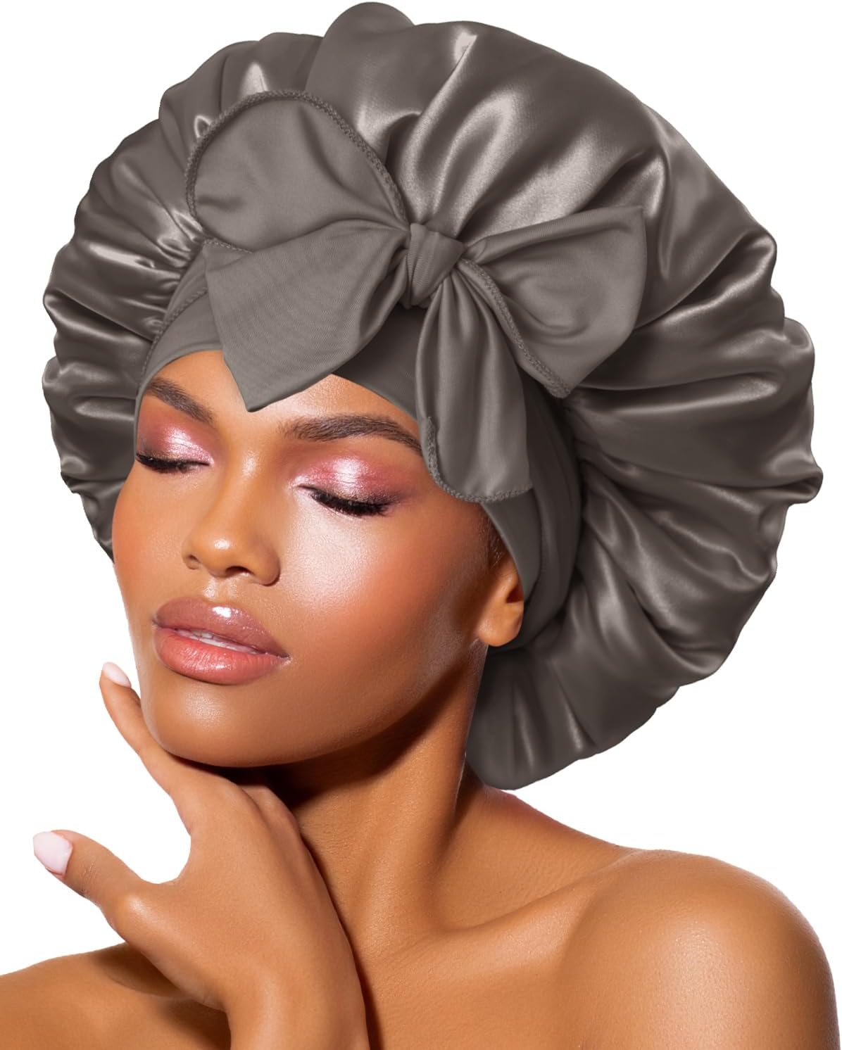 BONNET QUEEN Cuffia Seta Capelli Notte Regolabili Cuffia Capelli Ricci Bonnet con Lacci Lunghi Morbida e Protettiva