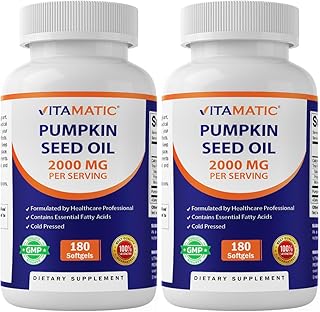 Vitamatic Pumpkin Seed Oil 2000mg – 180 Softgels (Pack of 2-360 Count)