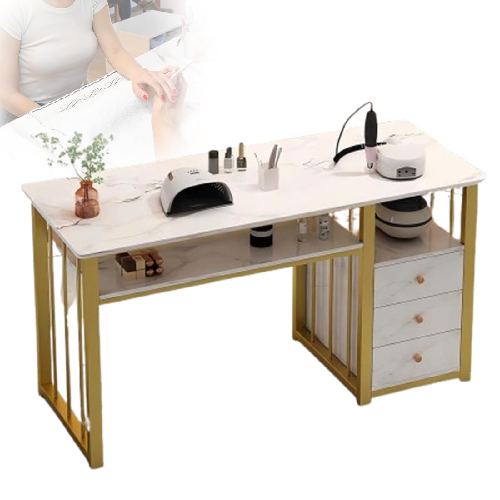 Tavolo professionale per manicure da 100 cm, per salone spa, postazione di lavoro con contenitore, ideale per tecnici delle unghie e professionisti della bellezza