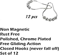 Vista 5 de Juego de 12 ganchos de cortina para baño de acero inoxidable cromado de la marca Uigos