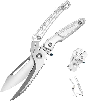 HANSHI Detachable Poultry Shears for Food Cutting Heavy Duty Stainless Steel Kitchen Scissors for Chicken, Bone, Meat, Turkey, Fish,Multi Purpose Scissor for Cooking Silver