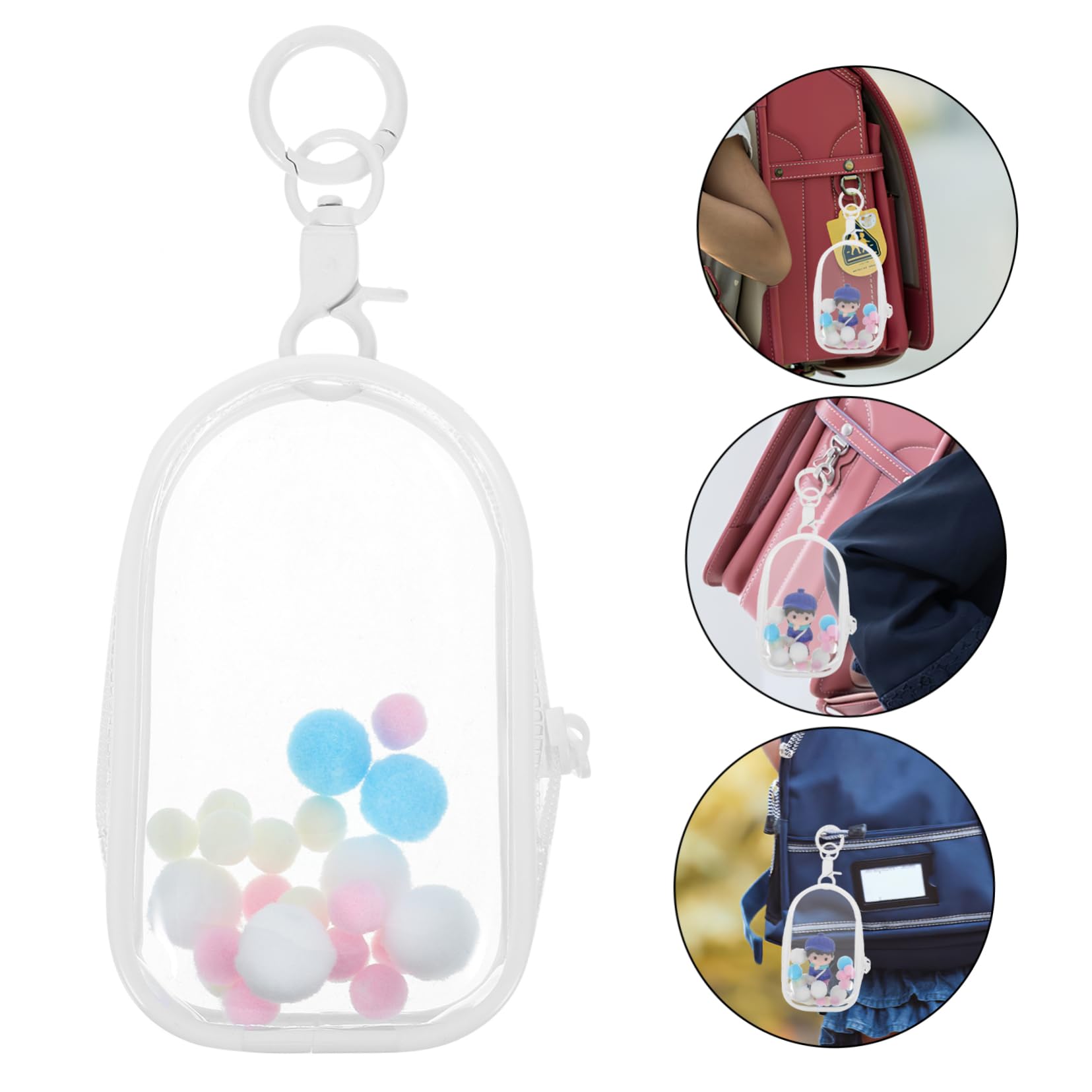3 Bolsas De Exhibición Transparentes Para Muñecas De PVC Impermeable, Con Pompón Y Llavero, Medidas 19.5x10.5 Cm, Ideales Para Coleccionables
