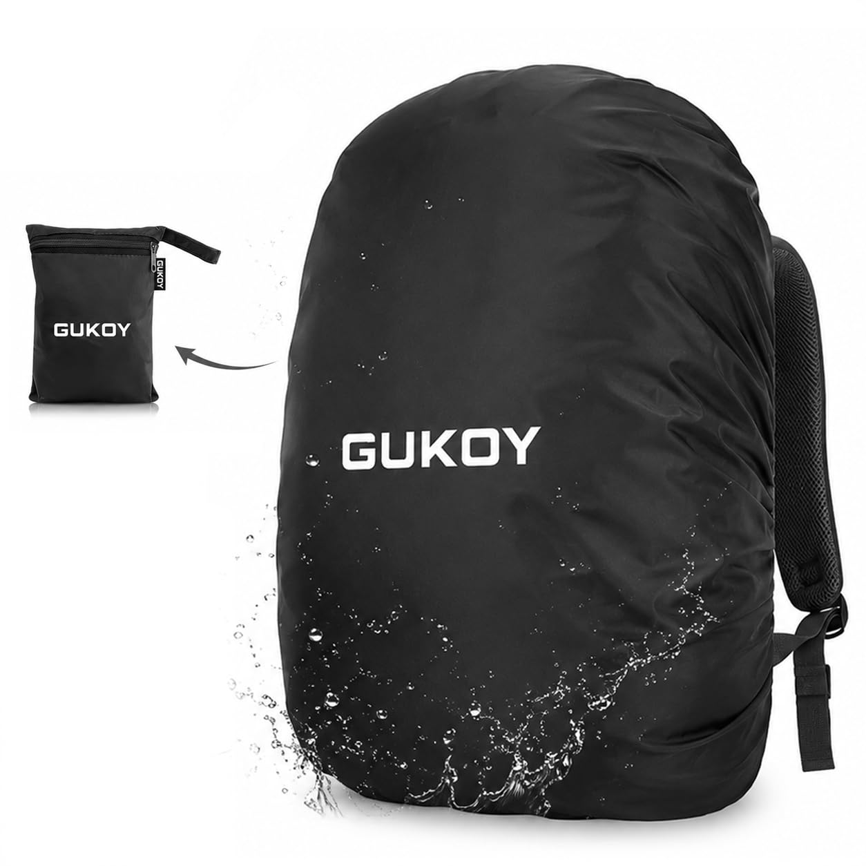 GUKOY Bag Cover for Rain Waterproof, Backpack Rain Cover Waterproof for Travel Hiking Cycling, Waterproof Bag Cover for Backpack, Laptop Bag Rain Cover, Rain Coat for Bag, School Bag Protection