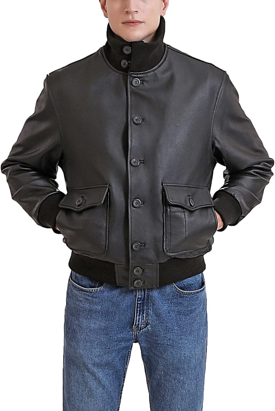 Landing Leathers Men A-1 Leather Flight Bomber Jacket