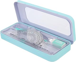 Veemoon 1 Juego Conjunto de reglas de brújula transportador de geometría escolar escuela brújula de geometría equipo medición kit de regla multifuncional Herramienta de dibujo AbS Azul