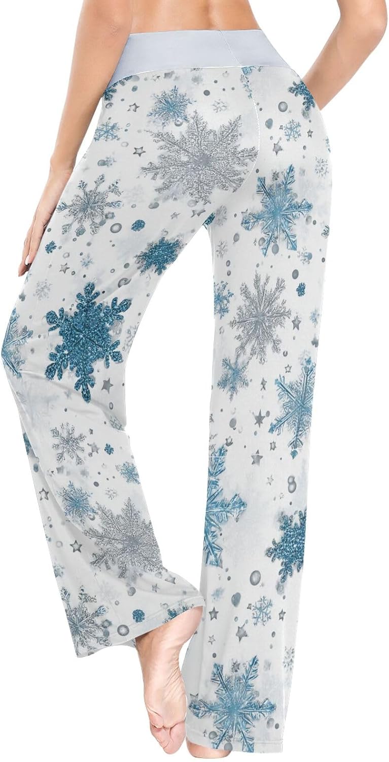 SHJI Women's Pajama Pants Blue Winter Snow Sleepwear Yoga Pant Drawstring Lounge Bottoms - Image 5