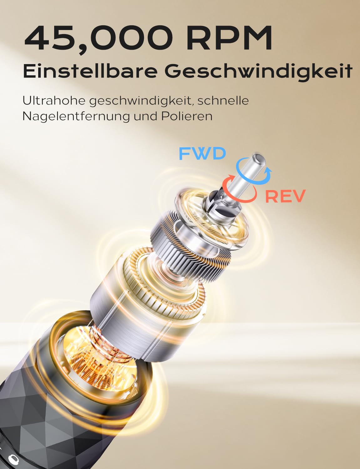 yomanta Nagelfräser Professionell set 45000 RPM Tragbare Elektrische Nagelfräser 10H+Batterielebensdauer Wiederaufladbar Nagelfräser für Gelnägel, LCD-Anzeige Einstellbare Drehrichtung