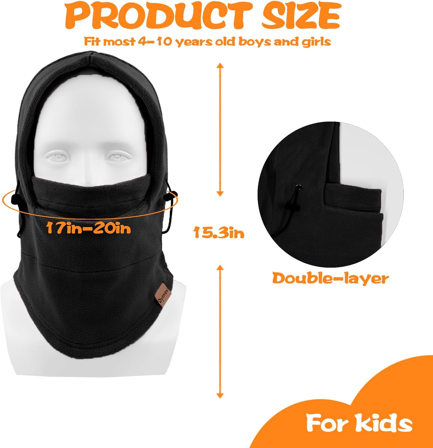 Kids Balaclava Windproof Ski Mask Hood Face Mask Neck Warmer for Cold Weather, Winter Hat for Boys Girls - Image 5