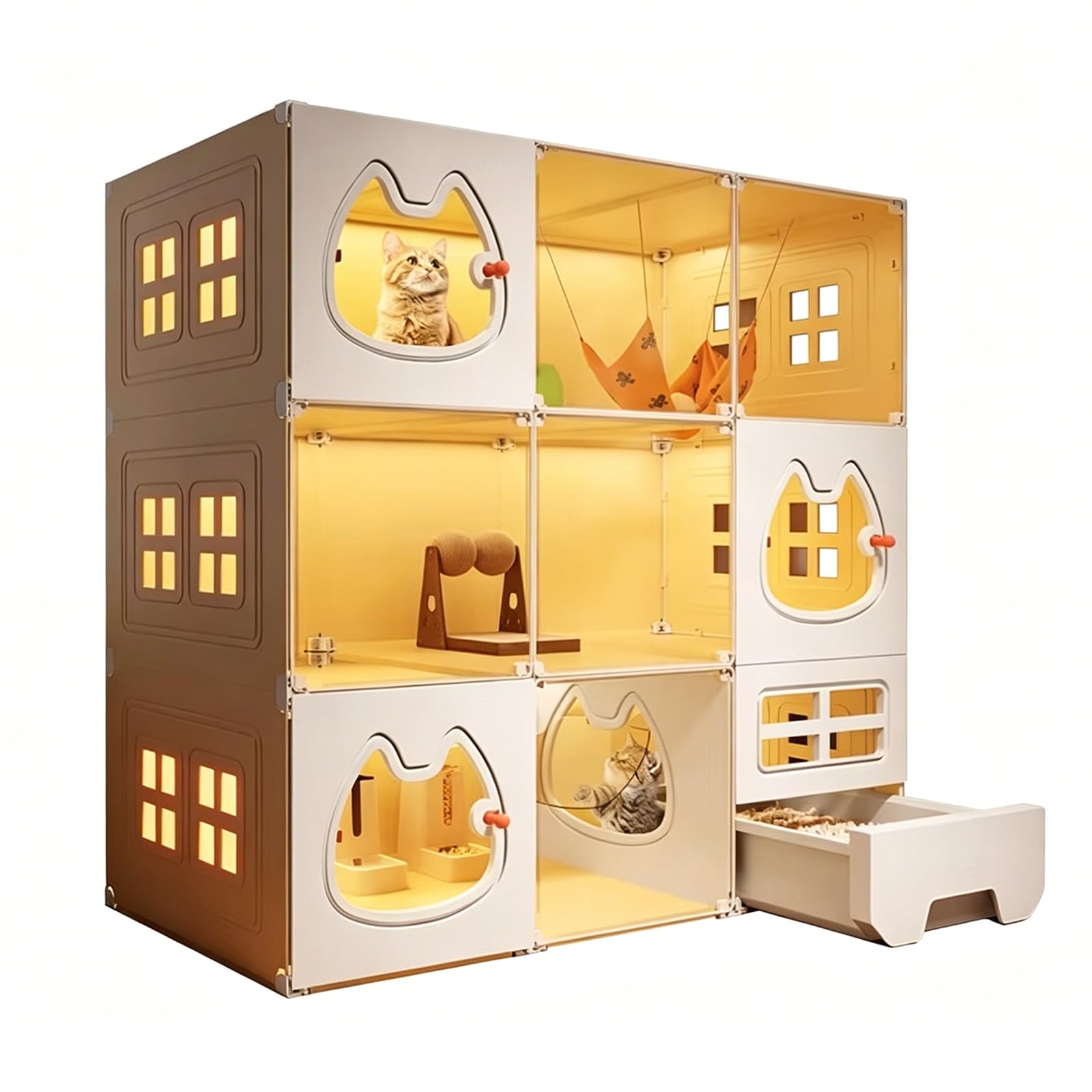 Cage pour chat intérieur 4 niveaux pour empêcher les griffures sur vos meubles