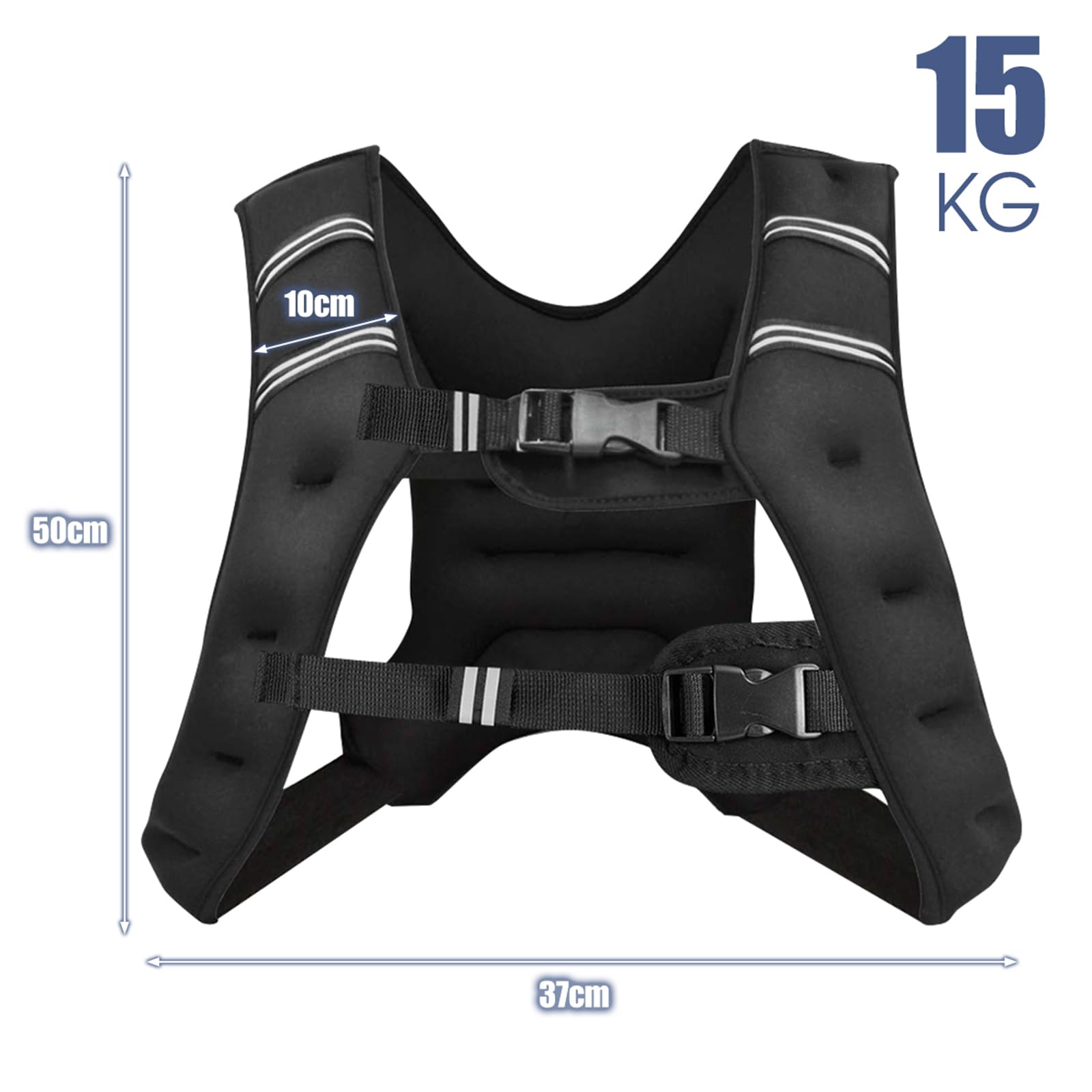 COSTWAY Giubbotto Zavorrato 8/15kg con Striscia Riflettente, Gilet con Pesi per Allenamento Forza e Resistenza, Nero (15)