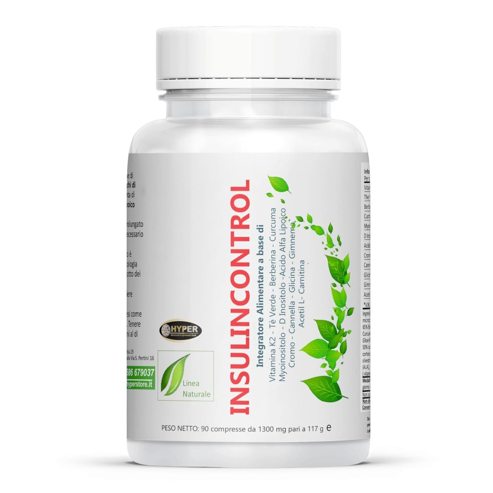 Hyper InSu Control 180 Cpr - Integratore con Berberina Cannella Gymnema Acido Alfa Lipoico Myo Inositolo Livello di Glicemia Metabolismo Mantenimento di Livelli Normali di Glucosio nel Sangue