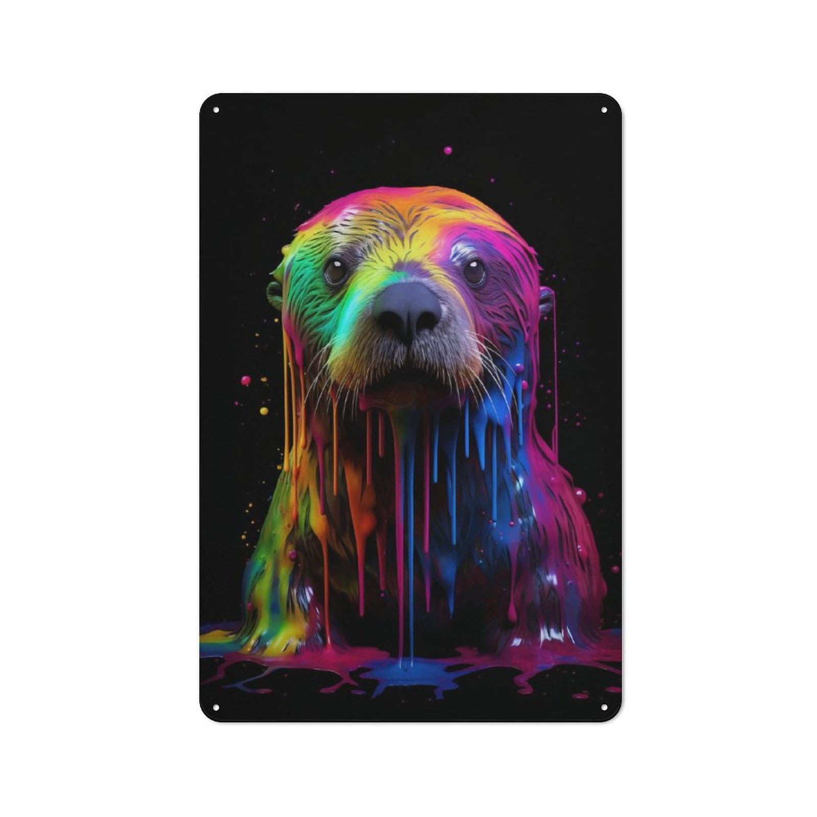 Junmoney Rainbow Sea Otter Vintage Tin Sign 30X20cm With For Garage Wall, Suited To People Furnishing A Garage