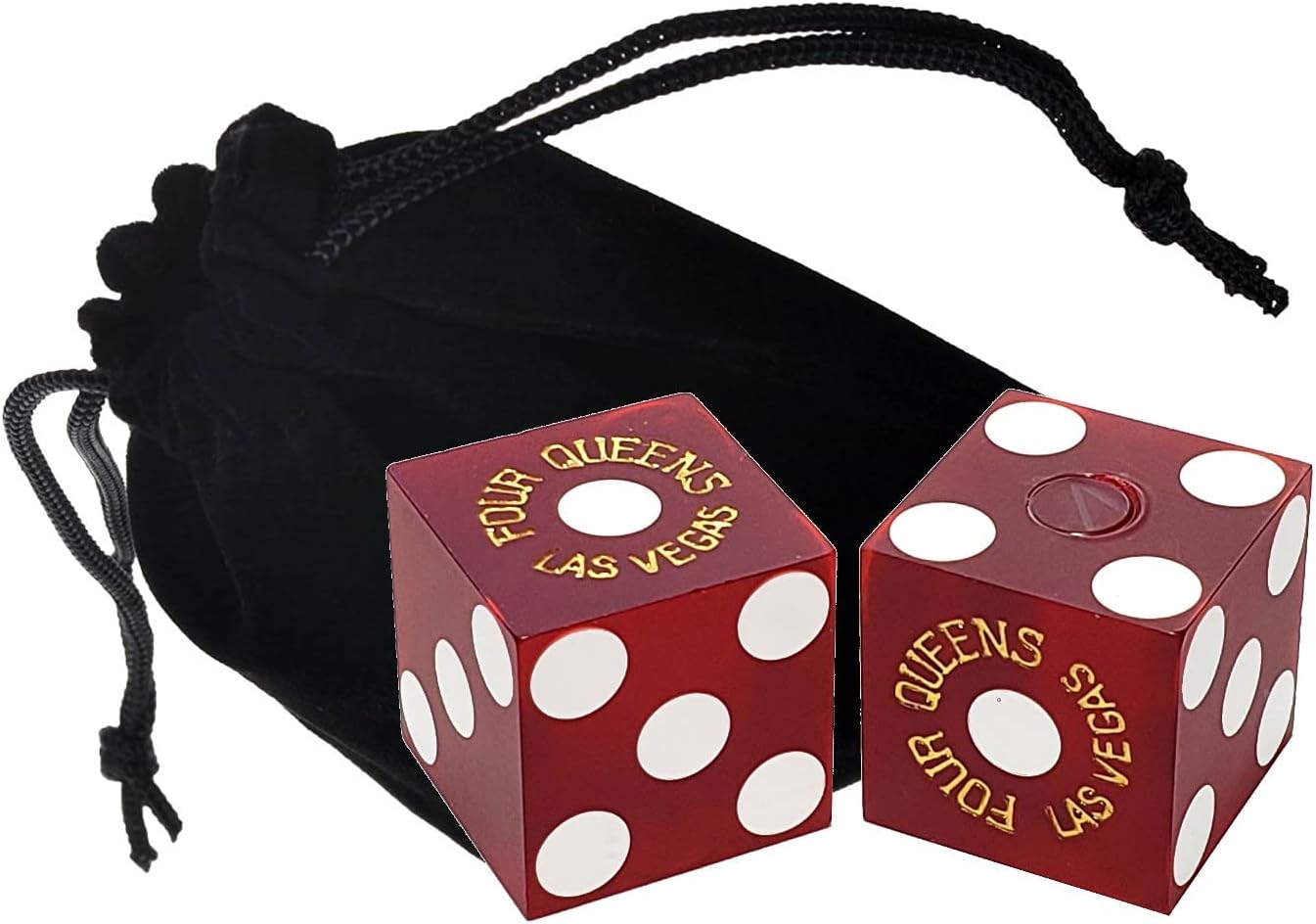 Four Queens Las Vegas Casino Table-Played 19mm Matching Serial Numbers Craps Dice Red Frosted with Pouch (Set of 5 Dice (Full Stick))