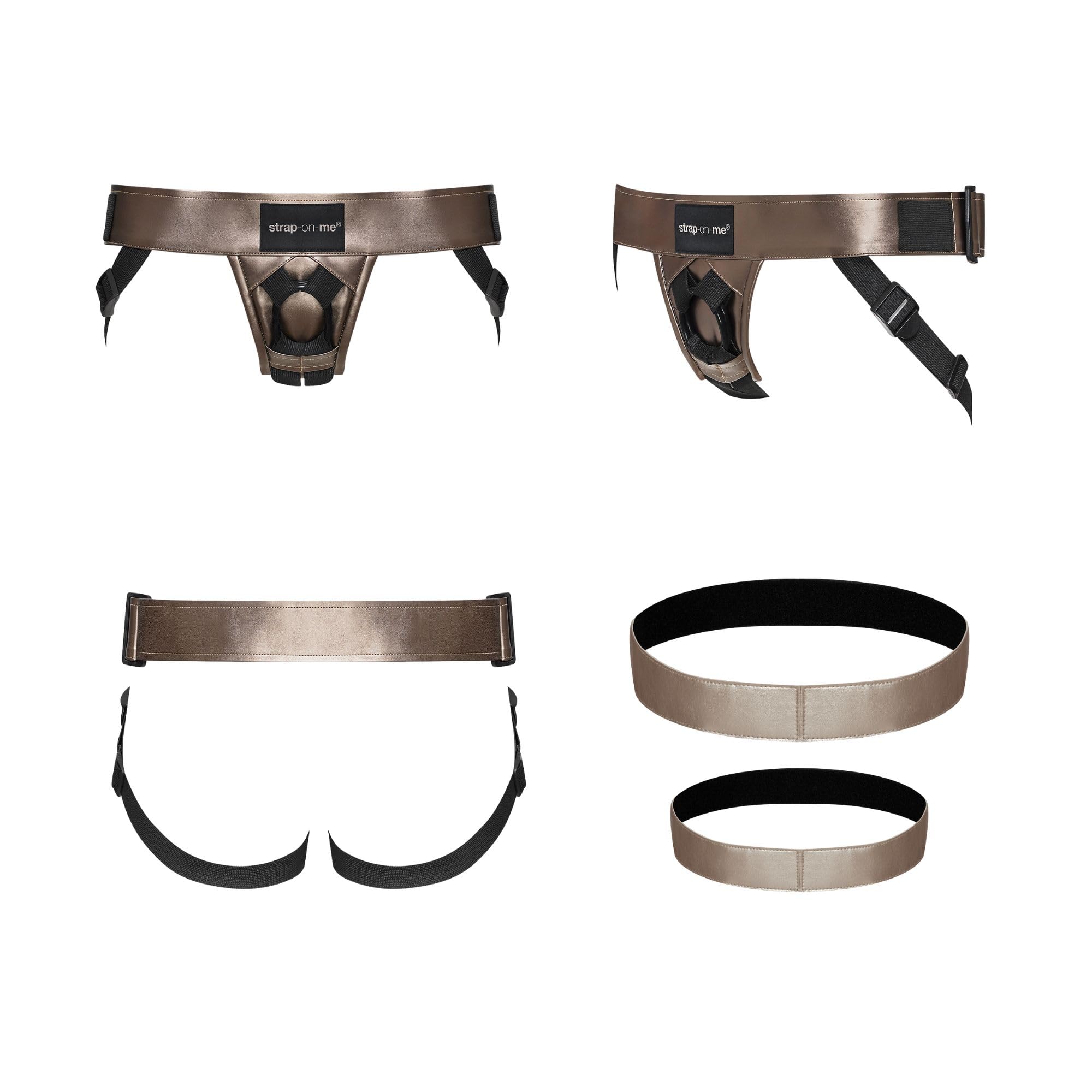 Strap-on-me Kunstleder-Harness Curious | Verstellbar für Pegging, erotischer Gürtel mit integrierten Handschellen, Größe XS-XXL, 5 Farben