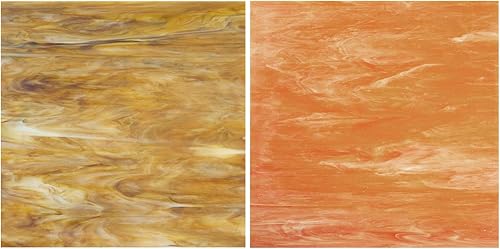 Miniatura 4 de Lanyani 2 hojas de 12 x 12 pulgadas para manualidades de vidrio, hoja opaca de vidrio Stian para principiantes aficionados, ámbar