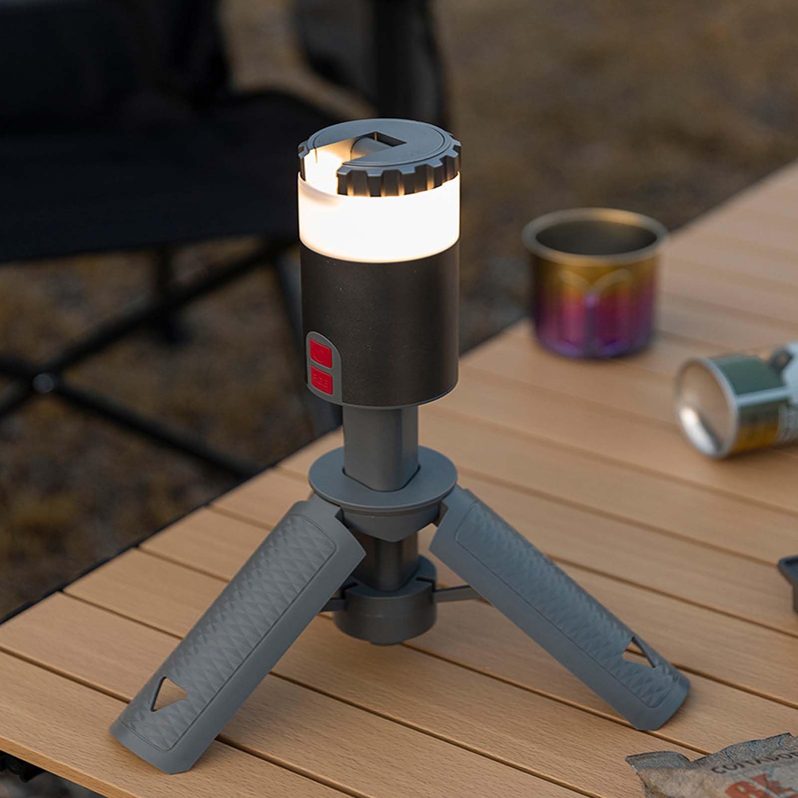 Luces telescópicas de camping, 6000 mAh, recargable, para aventuras al aire libre, batería de emergencia de hasta 40 horas con puerto de carga, luz de trabajo y modos RGB, control de botón de cinco