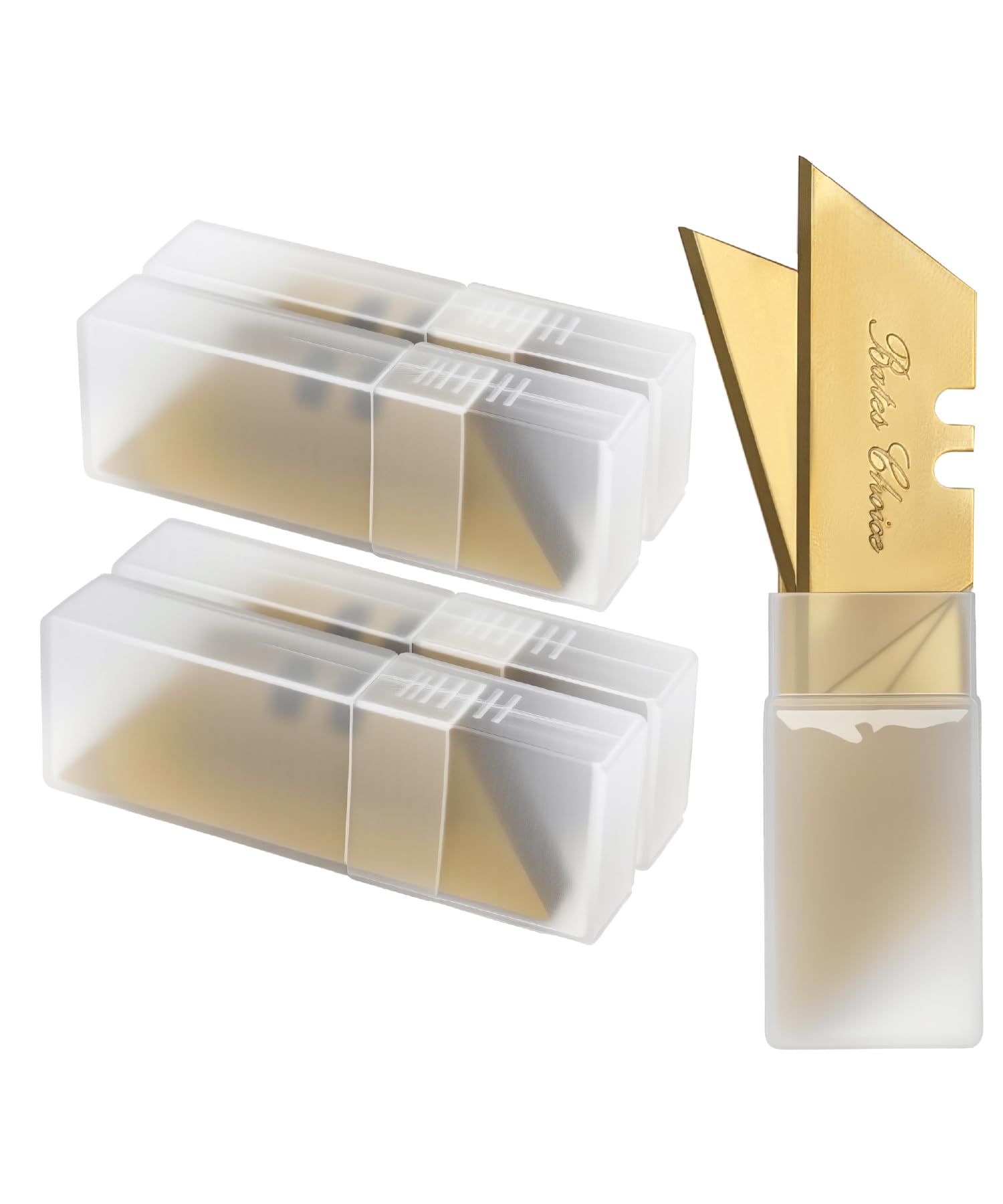 Bates- Utility Knife Blades, 40 Pack with Plastic Case, Gold, Titanium Plated, Standard Size Replacement Blades for Box Cutter, Razor Knife Refills
