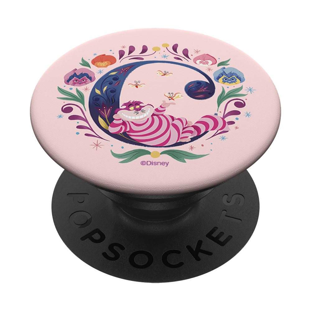 Disney Alphabet Monogram Letter C for Cheshire Cat PopSockets Swappable PopGrip, Black
