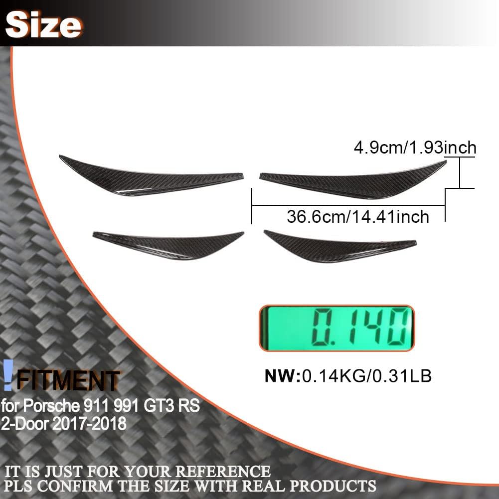 Dry Carbon Fiber Front Bumper Fins Fits for Porsche 911 991 GT3 2-Door 2017-2018 Factory Outlet Front Bumper Fins Splitters Canards Trim Spoiler Winglets Splitter Protector Body Kits