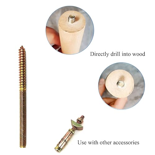 Miniatura 238 de Paquete de 8 pernos de suspensión de 5/16-18 x 4 pulgadas, pernos de doble cabeza de 5/16-18 pulgadas, tornillos de clavija de madera 5/16