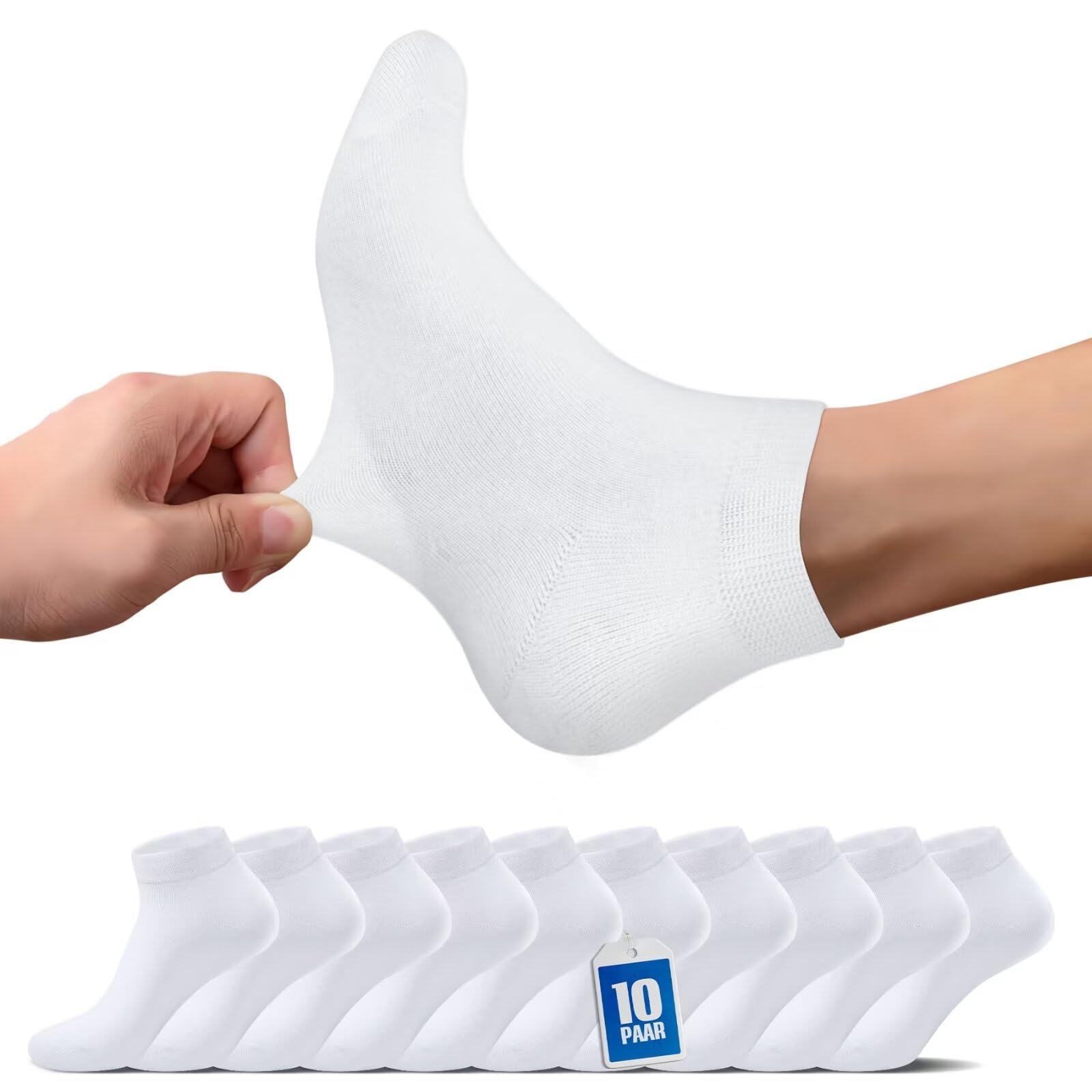 TUUHAW Calcetines Tobilleros Hombre Mujer 10 Pares - Bajos Calcetines Invisibles Mujer Verano Unisexo Deporte Running Ciclismo Calcetines Algodon Respirable 35-50