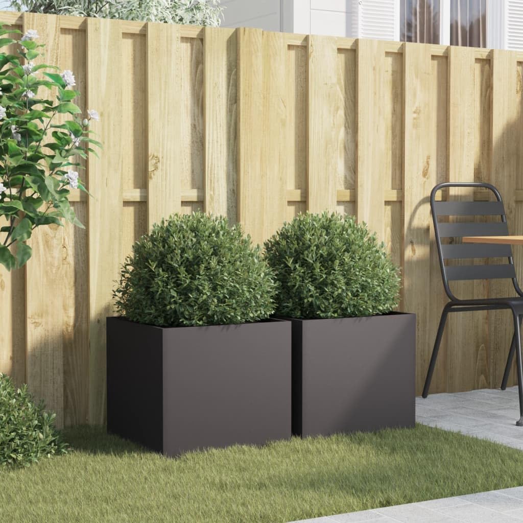 vidaXL Fioriere 2 pz Nere 42x40x39 cm in Acciaio