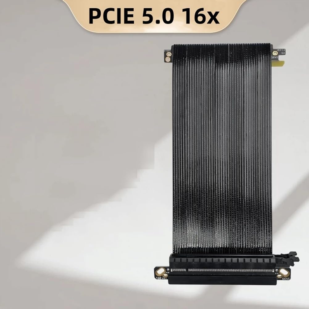 Premium PCIe 5.0 X16 pionowy kabel riser, posrebrzany ekranowany, do RTX5080, RTX4090, kompatybilny z ITX A