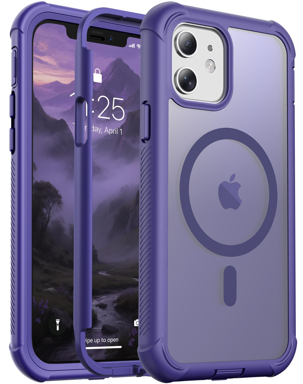 jaroco Magnetic for iPhone 12/12 Pro Case Heavy Duty Protection Dark Purple