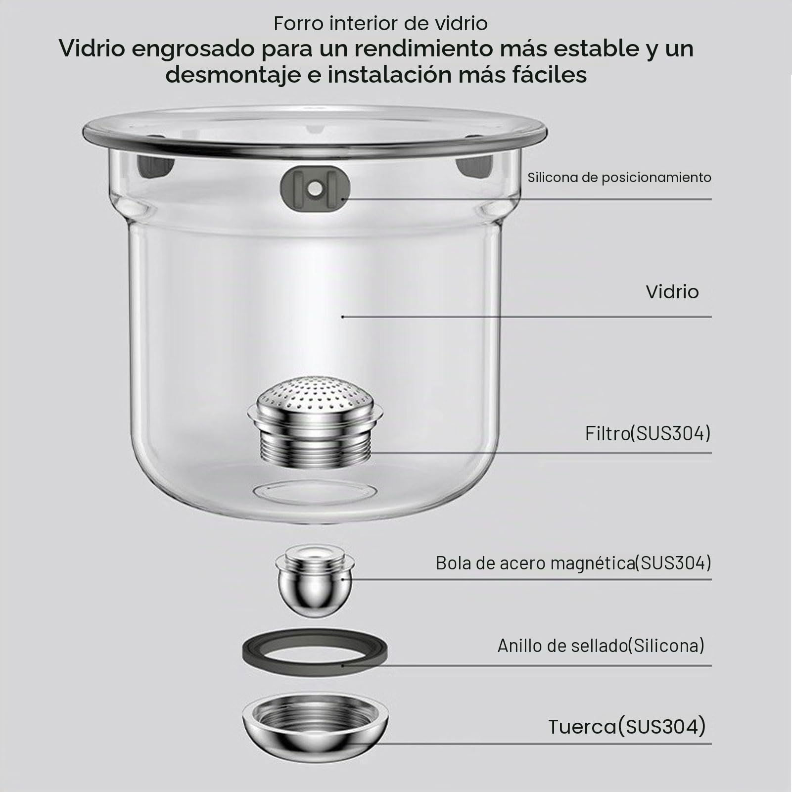 Vaporizador de Té En Hojas Sueltas, 800ml Separación del Agua Tetera de Vidrio con Colador Mango de Madera Interruptor Magnético, Infusor de Té | Jarra de Té para Casa
