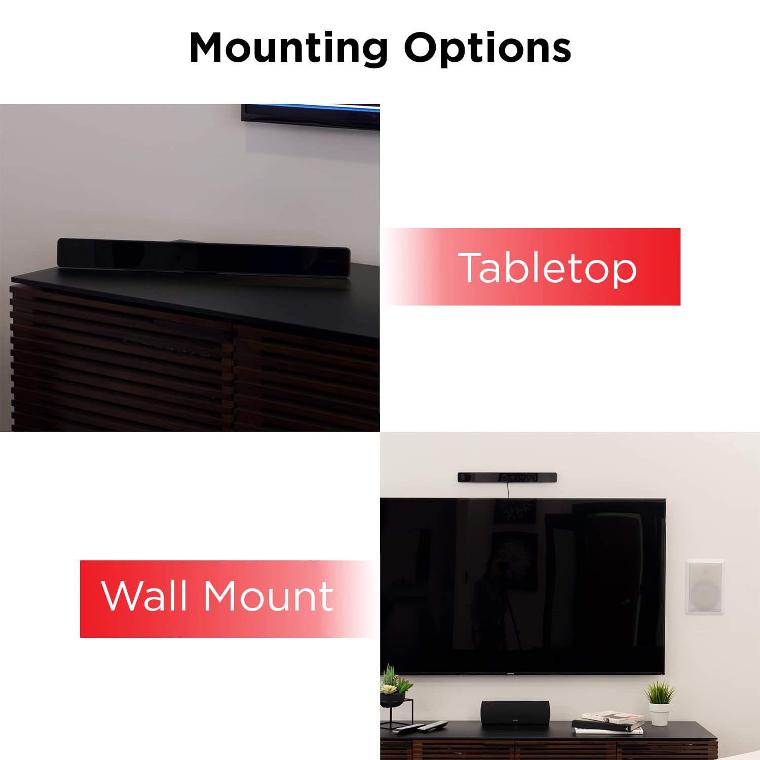 UltraPro Antenne TV numérique HD amplifiée d'intérieur à Profil Fin, Design Moderne de Bar, amplificateur de Signal Longue portée, Prend en Charge 4K 1080p VHF UHF HDTV, Compatible Smart TV, Noir