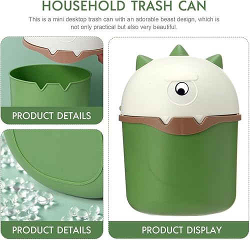 Miniatura 6 de Garneck Bote de basura con tapa para automóvil, mini escritorio, papelera, mesa, papelera, cubo de basura al aire libre, pequeño, bote de basura,