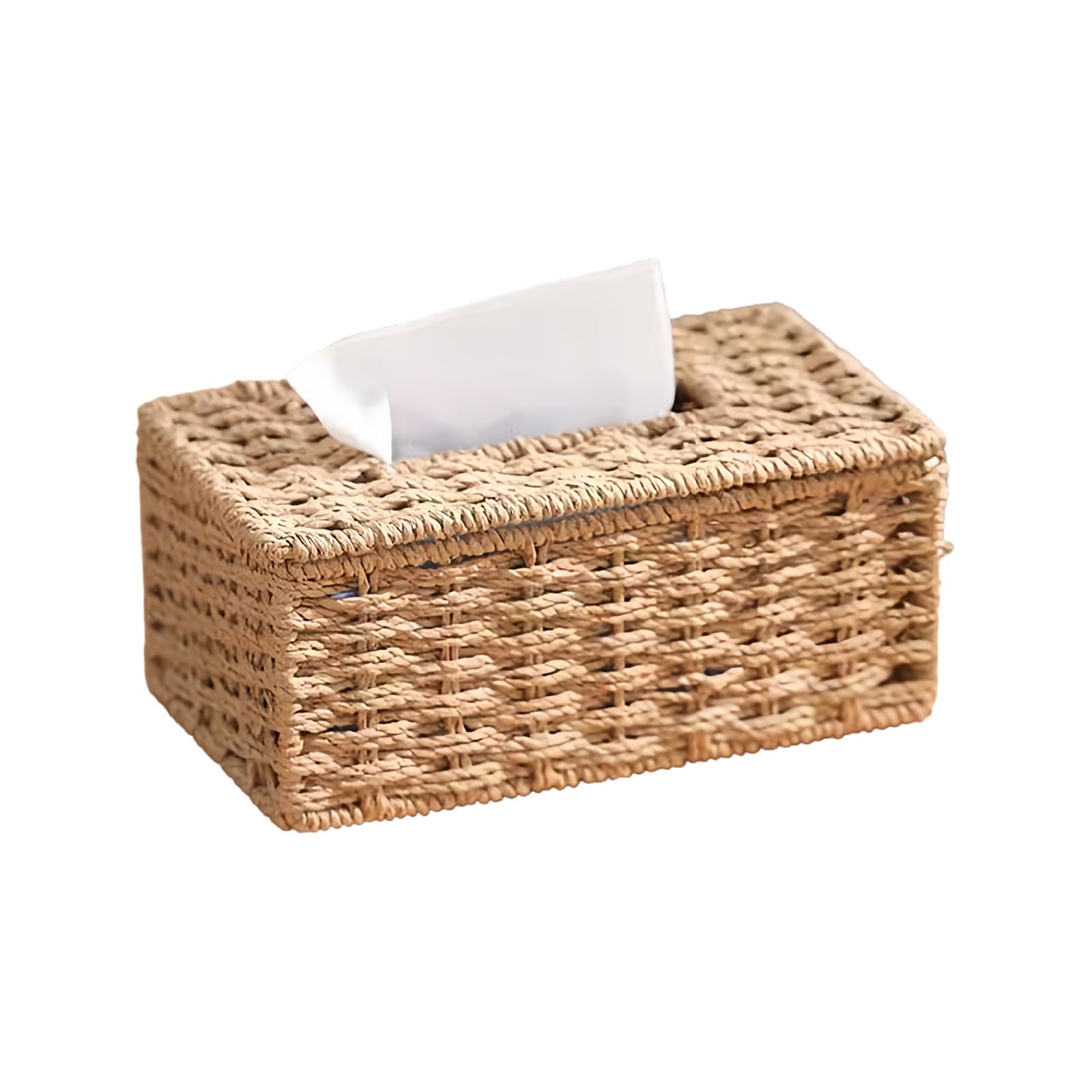 Buxuaaaa Handcraft Paper Rope Napkin Dispenser Decorative Table Organizers with Easy Wipe Surfaces for Household Handwoven Paper Rope Tissue Holder