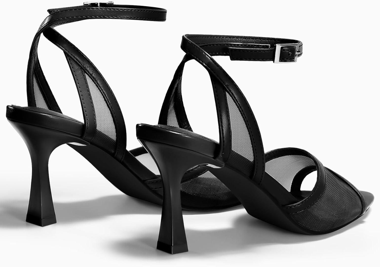 Coutgo Womens Kitten Heels Sandals Pointed Open Toe Ankle Buckle Strap Summer Dress Shoes - Image 5