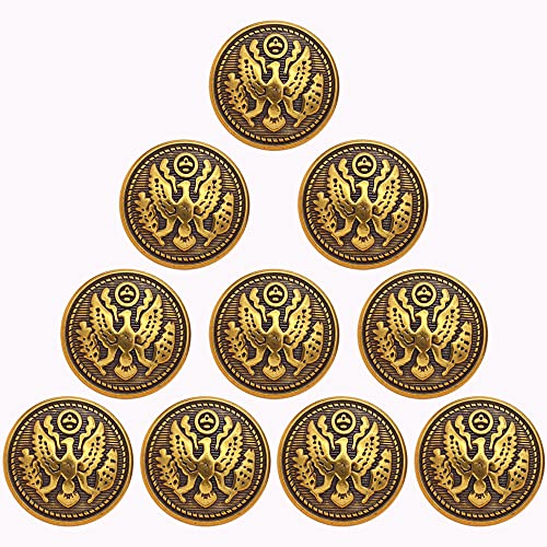 ZoTuoART Lot de 10 boutons rétro en métal gravés de forme ronde - Style 01 - Doré antique - 23 mm Cover