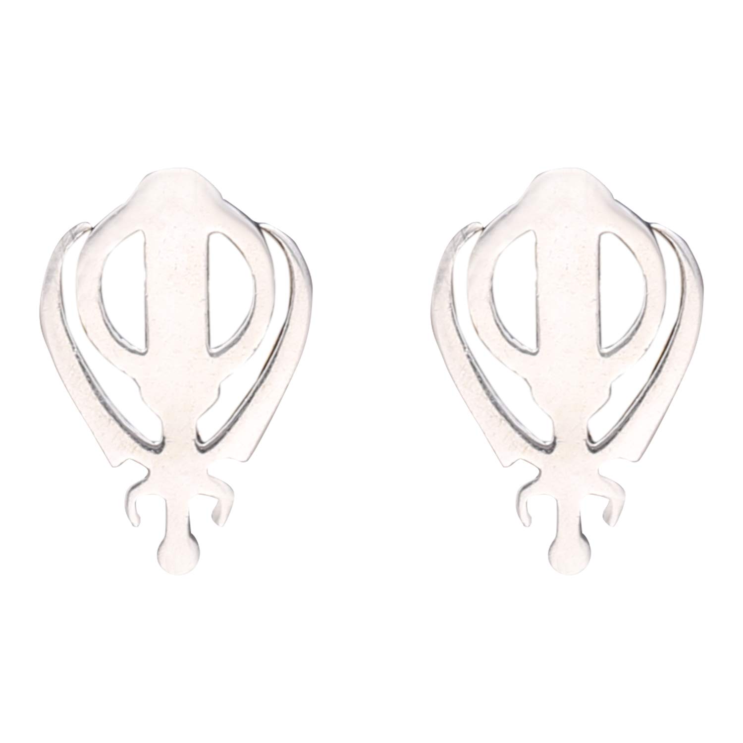 Pure Silver 925 Sikhism Khanda Earrings Studs For Men