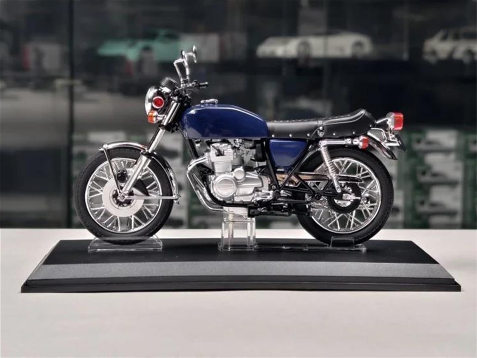Modèle moto Honda CB400 turquoise figurine miniature déco bureau 1:12 alliage