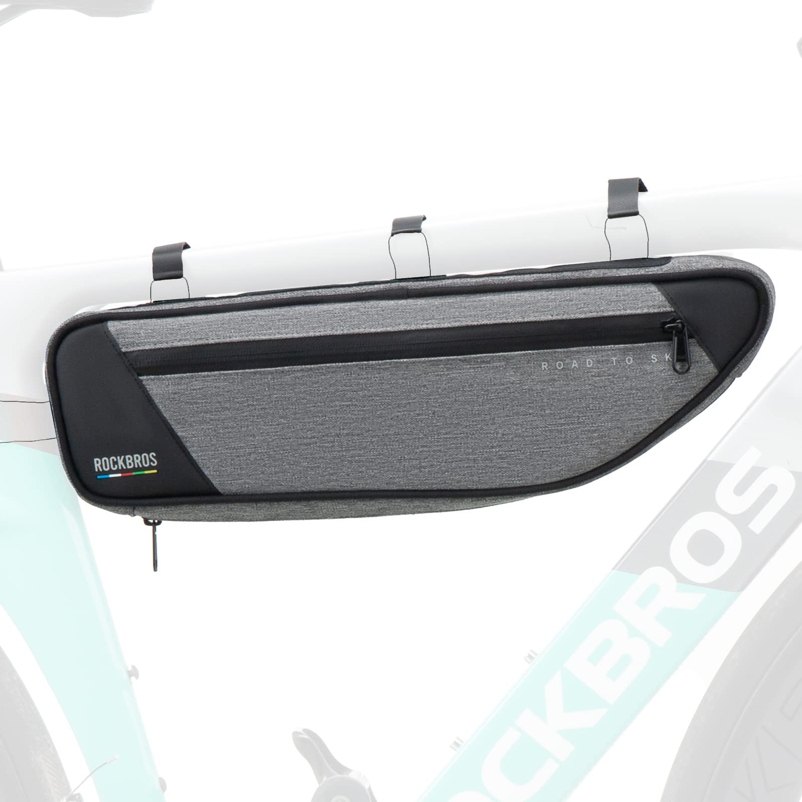 ROCKBROS Road to Sky Sacoche Cadre Vélo 2L, Étanche Réfléchissante pour Sacoche Avant pour VTT, Gravel, Route, BMX – Blanc, Orange, Vert, Gris, Noir