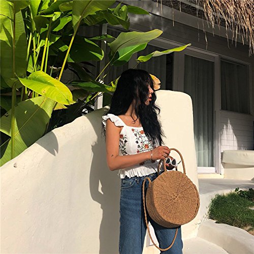 Straw Bag Crossbody for Women Weave Shoulder Bag Round Summer Beach Purse and Handbags3