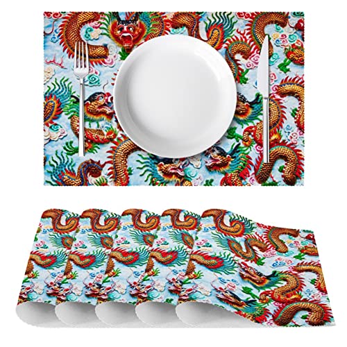 Sets de table lot de 6 antidérapants table à manger China Dragon - 3