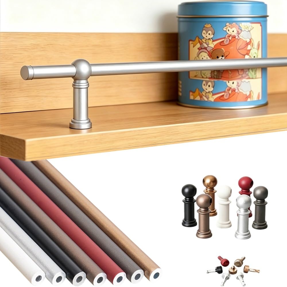TAJMDGW Anti-Fall Cabinet Guard Fence Bookshelf Gallery Rails for Shelves Metal Guardrail Railing Spindles for Kitchen Shelves Shoe Rack Display Cabinet(Silver,80cm(31.5"))