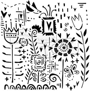 The Crafter's Workshop Set of 2 Stencils – Joyful Flowers 12x12 Large and 6x6 inch Mini - Includes 1 each TCW691 and TCW69...