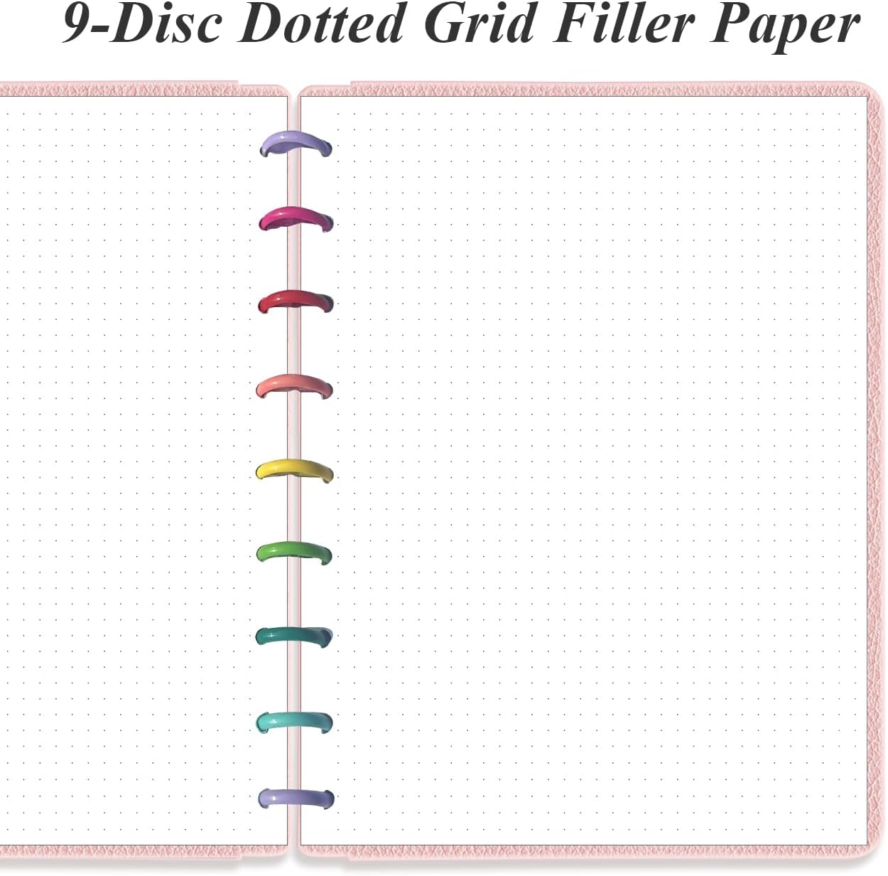 200 Sheets 9-Disc Discbound Dotted Grid Refill Paper, Classic Size Discbound Pre-punched Happy Planners Insert, 100gsm White Paper, 7" x 9.25" image 2